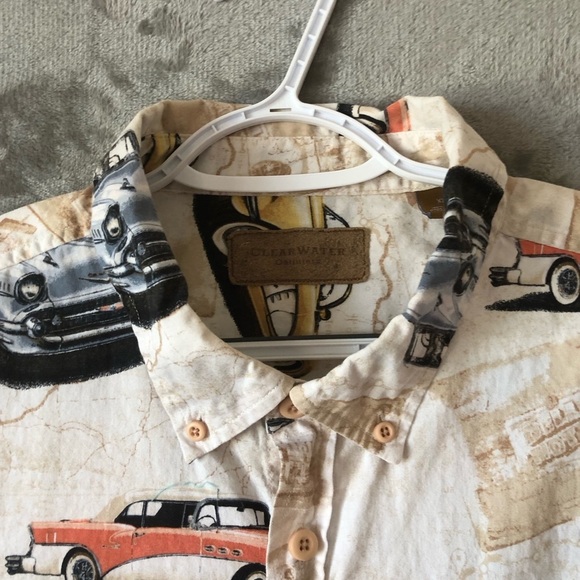 Clear Water Outfitters Button Down Men Shirt Size XXL Short Sleeve Classic Cars - Picture 4 of 16